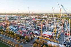 aerial view bauma 2022 trade show crane exhibit