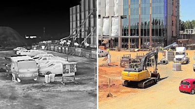 black and white and color images from EarthCam 2 Camera Perimeter Detection System