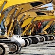 lineup of excavators