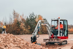 Unicontrol2D machine control system on Takeuchi mini excavator
