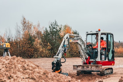 Unicontrol2D machine control system on Takeuchi mini excavator