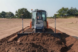 Develon Dozer equipped with Leica 3D machine control pushing dirt