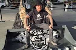 Metallica lead singer and guitarist James Hetfield with his specially designed Case TV450B compact track loader.