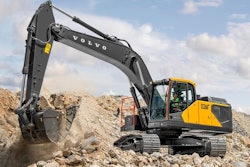 volvo ec260 excavator in rubble pile