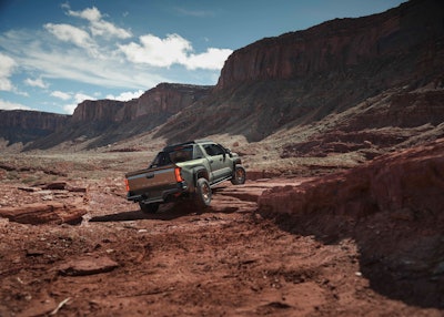 2025 Toyota Tacoma Trailhunter riding over rocky terrain