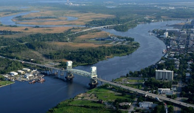 aerial view wilmington nc bride cape fear river eagles island