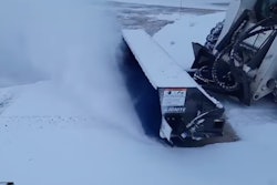 Ignite Attachments' angle broom for skid steers and compact track loaders in snow