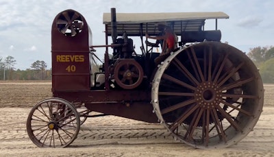 side view Reeves 40 antique gas powered tractor