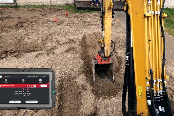 RodRadar ground penetrating radar bucket digging with excavator