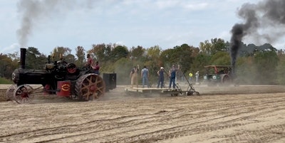 Rumely and Sawyer-Massey Steam Tractors plowing field