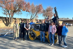 Yolo County staff pose with their new Volvo DD25 Electric compactor