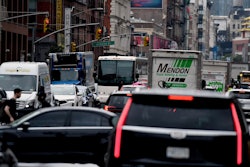 cars in a new york city traffic jam