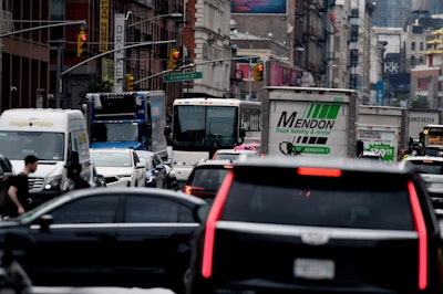 cars in a new york city traffic jam