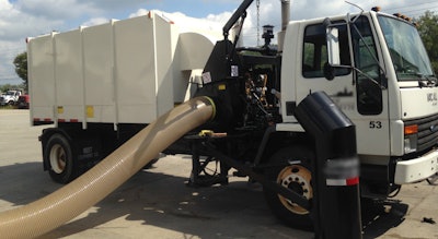 a modified street sweeper for leaf collection