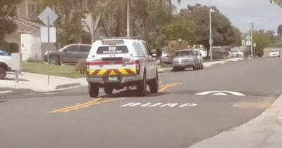 emergency vehicle uses a speed cushion