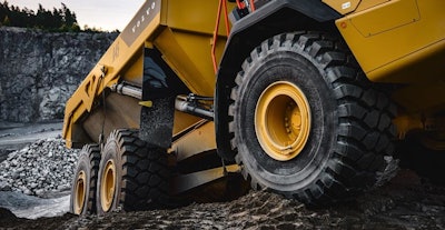 wheel view Volvo A45 articulated dump truck