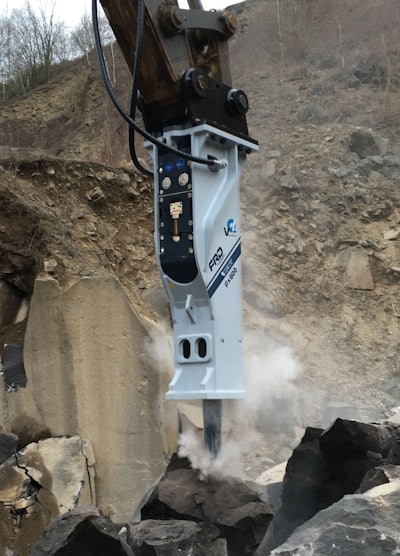 Furukawa Rock Drill Fx800 Qtv hydraulic breaker on an excavator