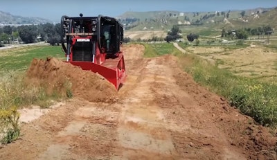 L.A. County Fire dozer plowing field