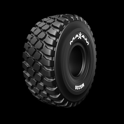 single Maxam MS330 off-the-road tire black background