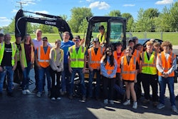Johnsburg High students in CTE program with new Deere mini excavator