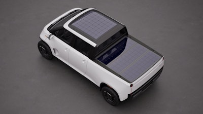 TELO Aptera Solar MT1 pickup truck with solar panels on roof and bed