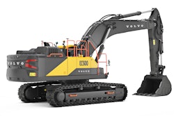 static shot white background Volvo EC500 Hybrid excavator