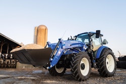 a new holland 120 powerstar tractor on a farm