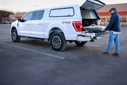 Ford F-150 with a Bedslide 500Go rolling truck bed tray system