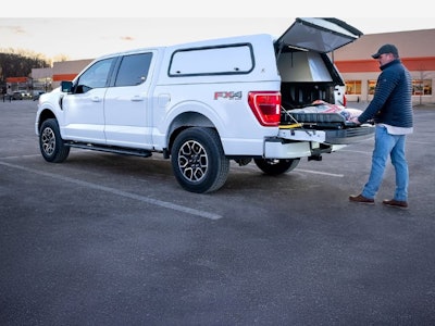 Ford F-150 with a Bedslide 500Go rolling truck bed tray system