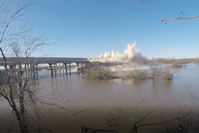 two texas bridges mid-demolition