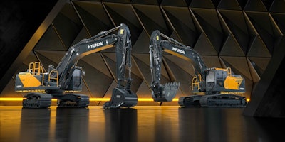 display of Hyundai HX360L HX400L at Bauma trade show