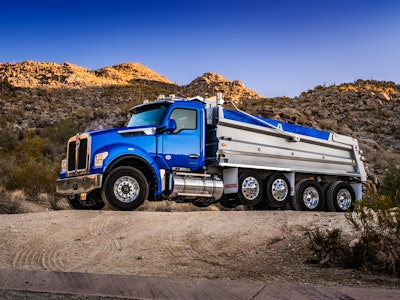 blue kenworth T880S Performance Hood dump truck