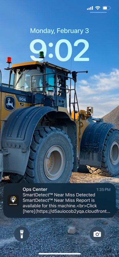 John Deere SmartDetect Digital near-miss report