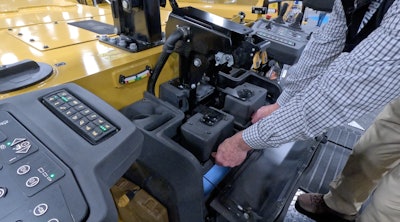 cat machine displays in storage