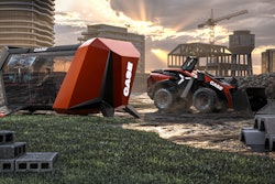 Case's Impact eCWL 12EV has no operator cabin, replaced instead by a 'dedicated control lounge' (left).