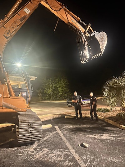 A DeFuniak Springs Police officer saw a man in this stolen excavator trying to steal an ATM.