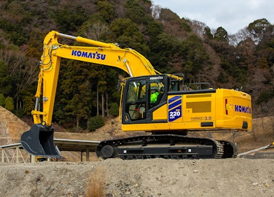 Komatsu's 22-metric-ton PC220LCi-12 gets the newest intelligent machine control, features to speed up loading and trenching, a bigger cab, among other advancements.