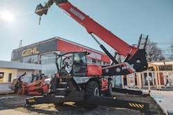 Manitou's new MRT 4070 all-terrain rotating telehandler with 130-foot lift height.