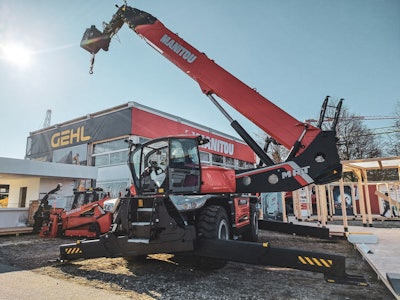 Manitou's new MRT 4070 all-terrain rotating telehandler with 130-foot lift height.
