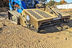 The steel teeth on the Blue Diamond hydraulic rock rake can be reversed and replaced.