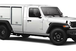 Morgan Olson Kestrel Work Truck mounted on a Jeep Gladiator chassis with a utility cargo compartment