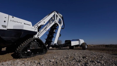This full-size prototype lunar trencher was built through an agreement between Vermeer and Interlune to excavate 100 metric tons per hour of moon dirt.