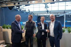 Pictured from left: Thomas Hansen, Topcon Positioning Systems Vice President, Global OEM; Jan Rotard, Vemcon GmbH CEO; Dr. Holger Quast, Vemcon GmbH COO, CFO; and Karsten Dietrich, Topcon Senior Director, OEM EMEA.