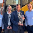 Left to right: Agako Nouch, head of sales development, Volvo CE; Andre Parent, vice president, earthmoving division, Wood's CRW; and Chris Palmer, president, Wood’s CRW; Scott Young, head of region North America, Volvo CE.