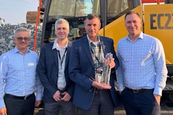 Left to right: Agako Nouch, head of sales development, Volvo CE; Andre Parent, vice president, earthmoving division, Wood's CRW; and Chris Palmer, president, Wood’s CRW; Scott Young, head of region North America, Volvo CE.