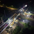 MAS crews worked for several nights in a row to install the first girders, seen here.