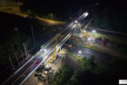MAS crews worked for several nights in a row to install the first girders, seen here.