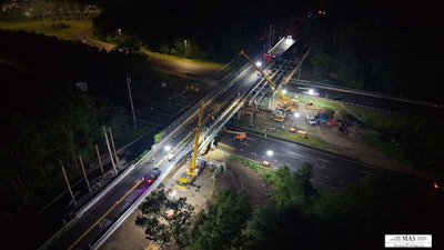 MAS crews worked for several nights in a row to install the first girders, seen here.