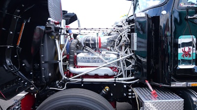 The engine is a 500-hp 8V92TA Detroit. “I always liked the sound of a two-stroke Detroit,” he said. “I know when I was growing up back in the 1950s, there was quite frequently the 238 Detroit, and it always sounded good to me. I thought, ‘One of these days, I’ll have me one of those.’ I finally got one.”