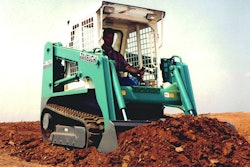 Takeuchi is credited with the first compact track loader in 1986 after its founder saw a wheeled skid steer stuck in mud. However, ASV is credited with the first CTL to hit the market, with its MD-70 Posi-Track, in 1990. Takeuchi launched its first commercial CTL in 1991 as the TL26, shown above.